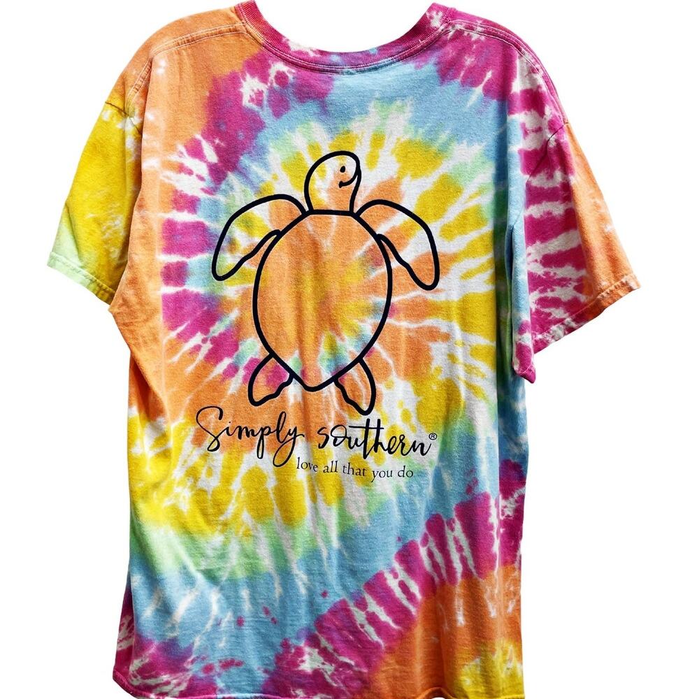 Simply Southern Tie Dye Tshirt Turtle Tropical Resort Preppy